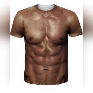 Mens Muscle 3D Digital Pattern Print Graphic T-shirt XL
